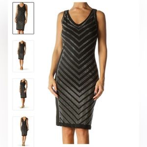 Carmen Marc Valvo Black Studded‎ Design Cocktail Dress. Size Medium